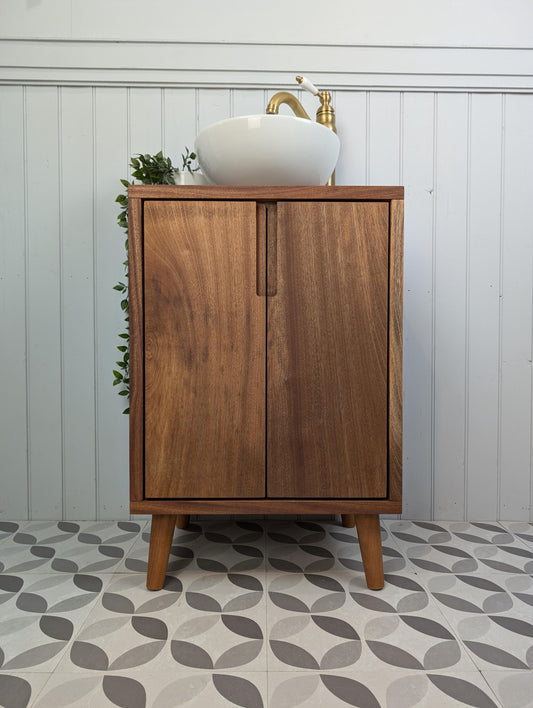 THE BRAMPTON / A Handmade Solid Sapele Wood Bathroom Vanity Unit With Tapered Legs
