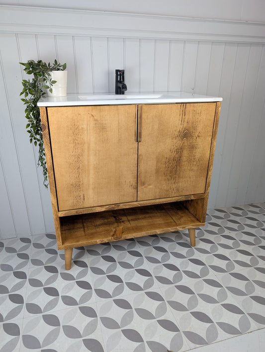 THE WILLISTON / A Handmade Solid Wood Bathroom Vanity Unit with Inset Ceramic Basin