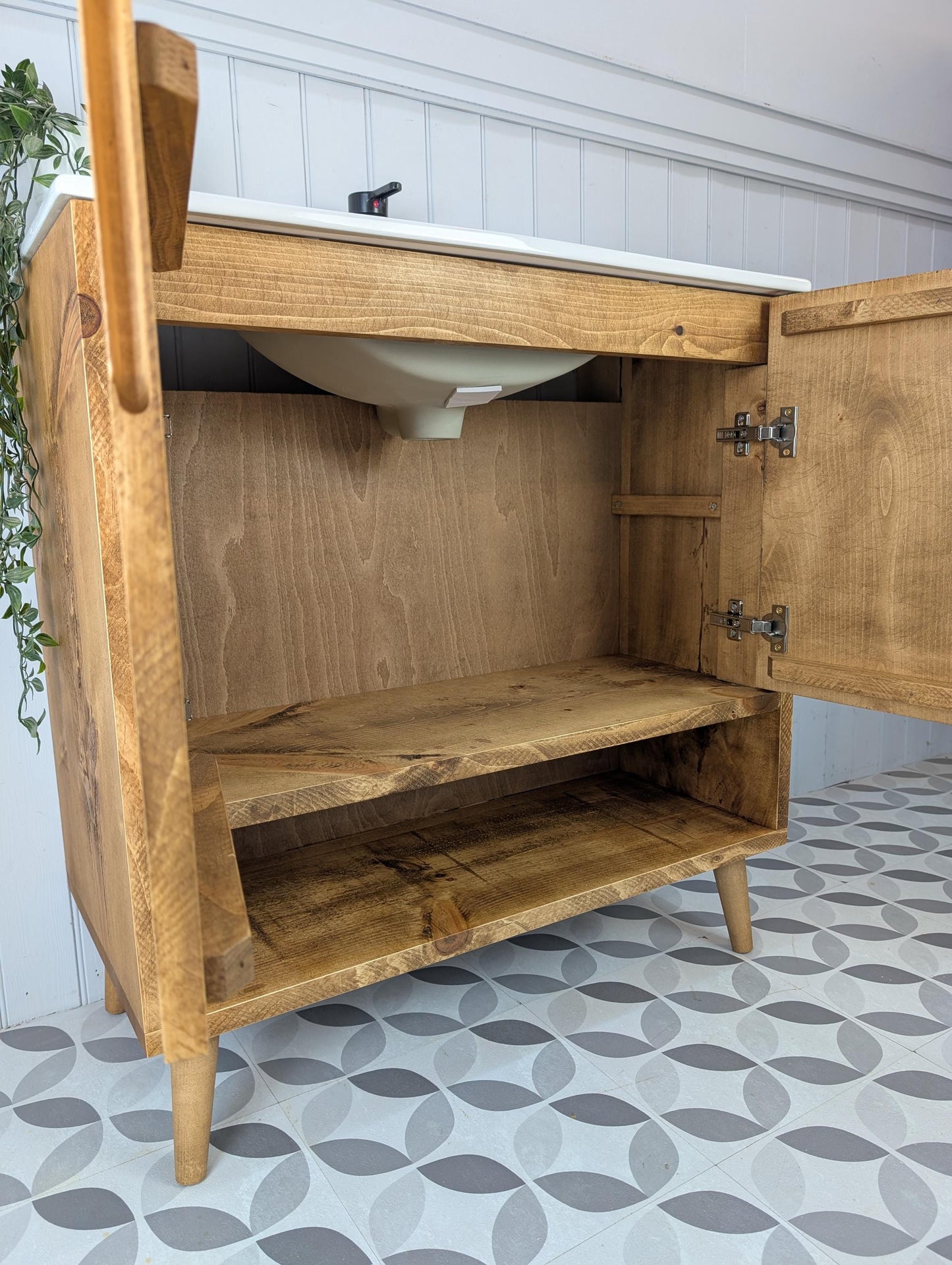 THE WILLISTON / A Handmade Solid Wood Bathroom Vanity Unit with Inset Ceramic Basin