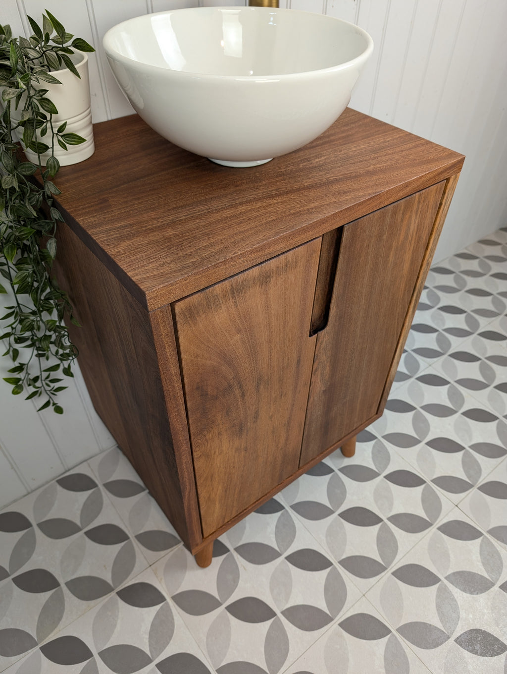 THE BRAMPTON / A Handmade Solid Hardwood Bathroom Vanity Unit With Tapered Legs
