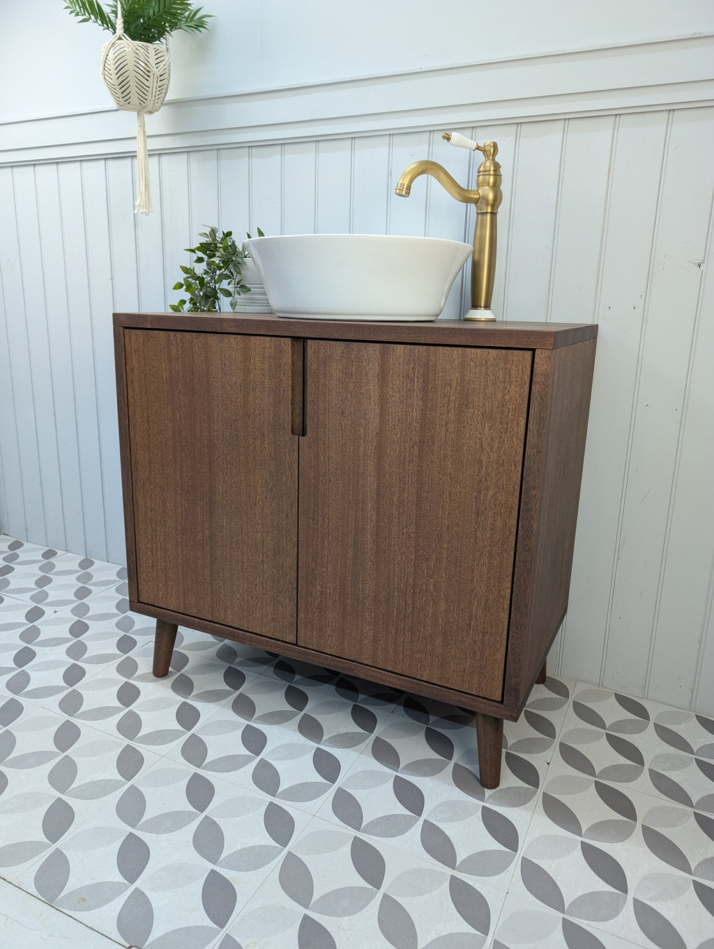 THE BRAMPTON / A Handmade Solid Hardwood Bathroom Vanity Unit With Tapered Legs