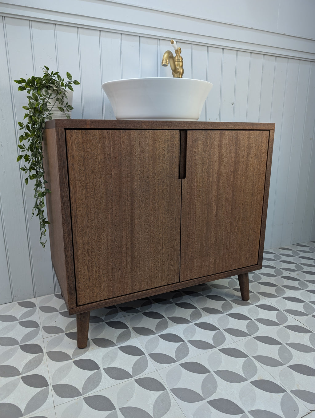THE BRAMPTON / A Handmade Solid Hardwood Bathroom Vanity Unit With Tapered Legs