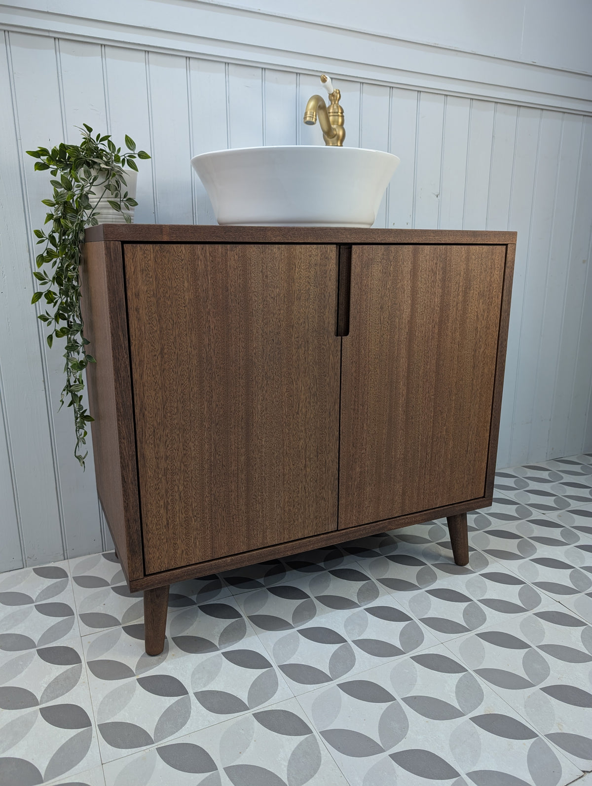 THE BRAMPTON / A Handmade Solid Hardwood Bathroom Vanity Unit With Tapered Legs