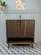 THE BURLINGTON / A Handmade Solid Walnut Bathroom Vanity Unit with Inset Ceramic Basin
