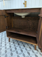 THE BURLINGTON / A Handmade Solid Walnut Bathroom Vanity Unit with Inset Ceramic Basin
