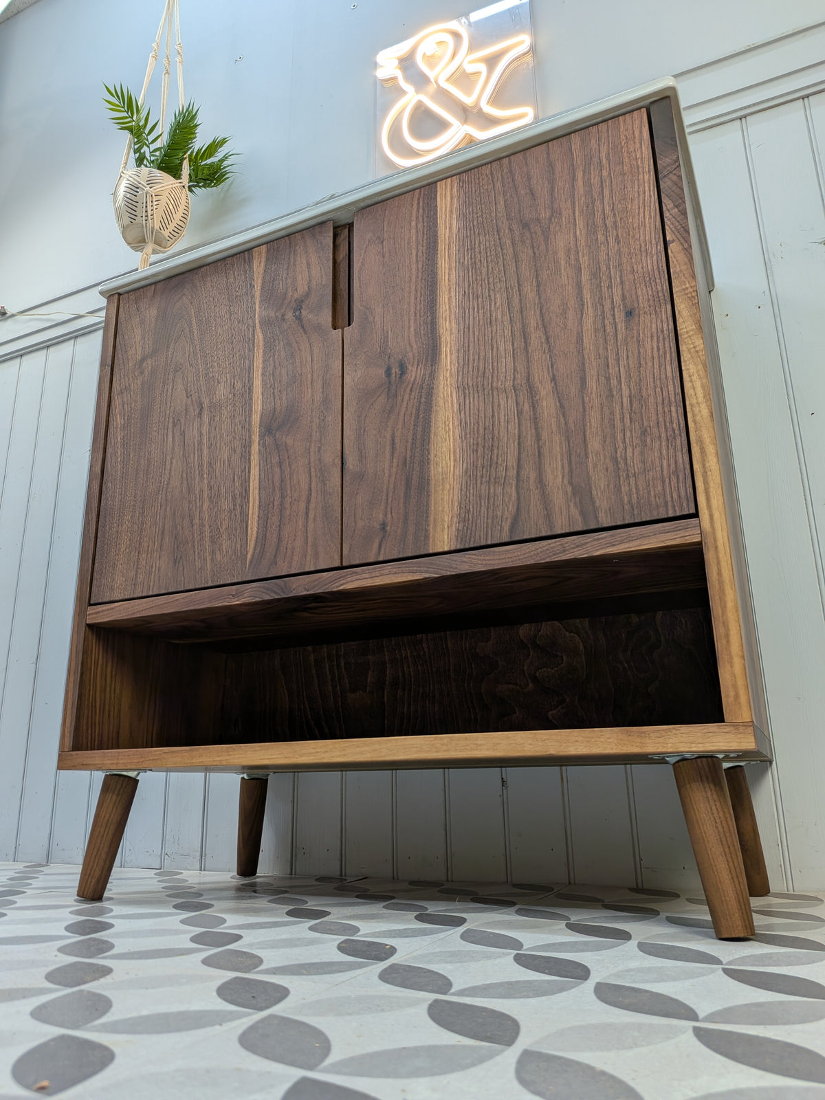 THE BURLINGTON / A Handmade Solid Walnut Bathroom Vanity Unit with Inset Ceramic Basin