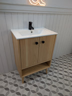THE BURLINGTON / A Handmade Solid Oak Bathroom Vanity Unit with Inset Ceramic Basin