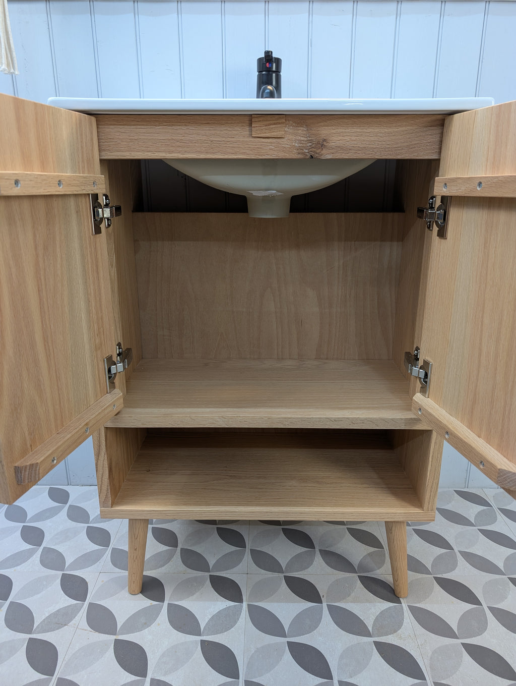 THE BURLINGTON / A Handmade Solid Oak Bathroom Vanity Unit with Inset Ceramic Basin