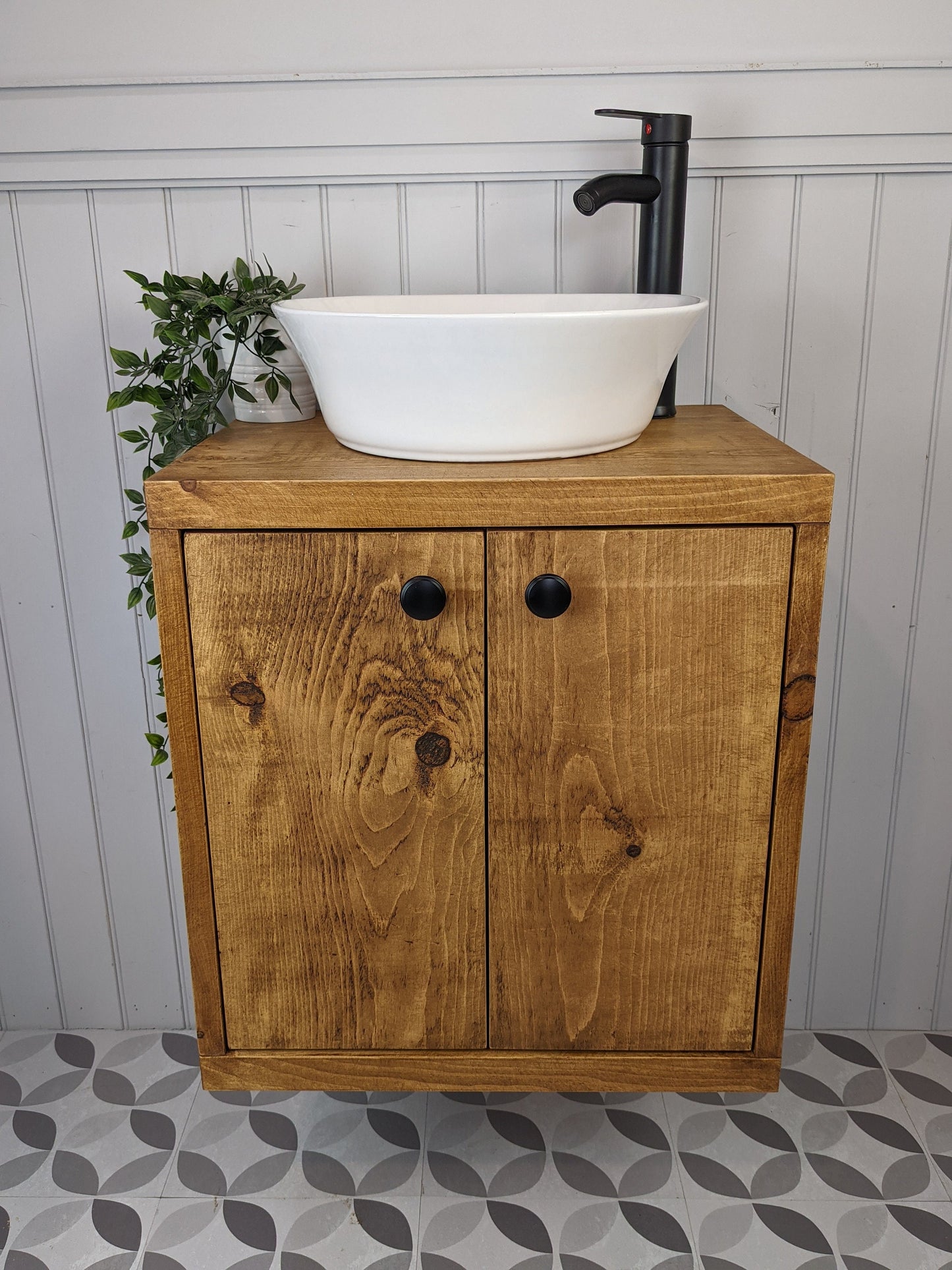 THE CALGARY  / A Handmade Solid Wood Wall Hung Bathroom Vanity Unit