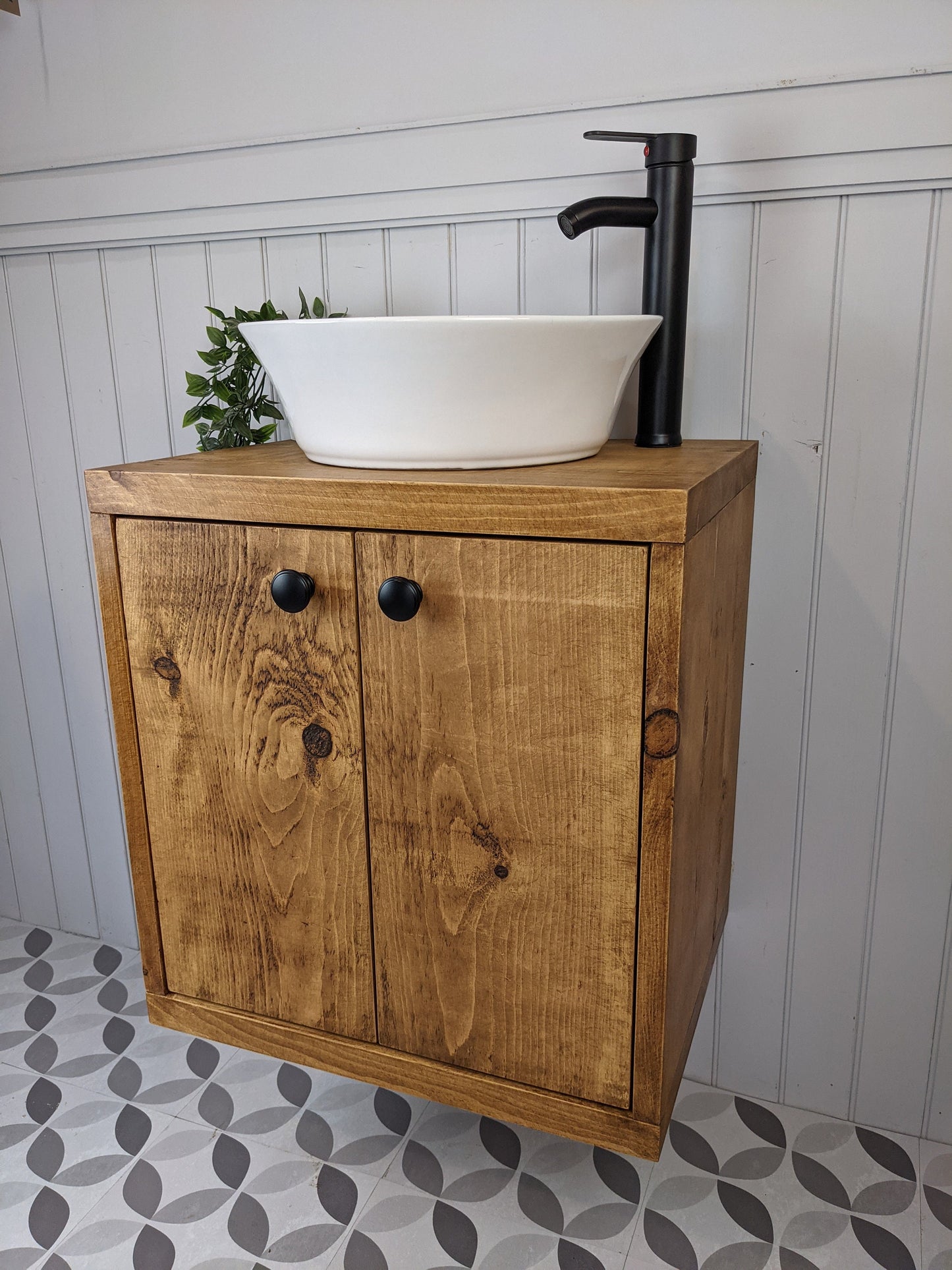 THE CALGARY  / A Handmade Solid Wood Wall Hung Bathroom Vanity Unit