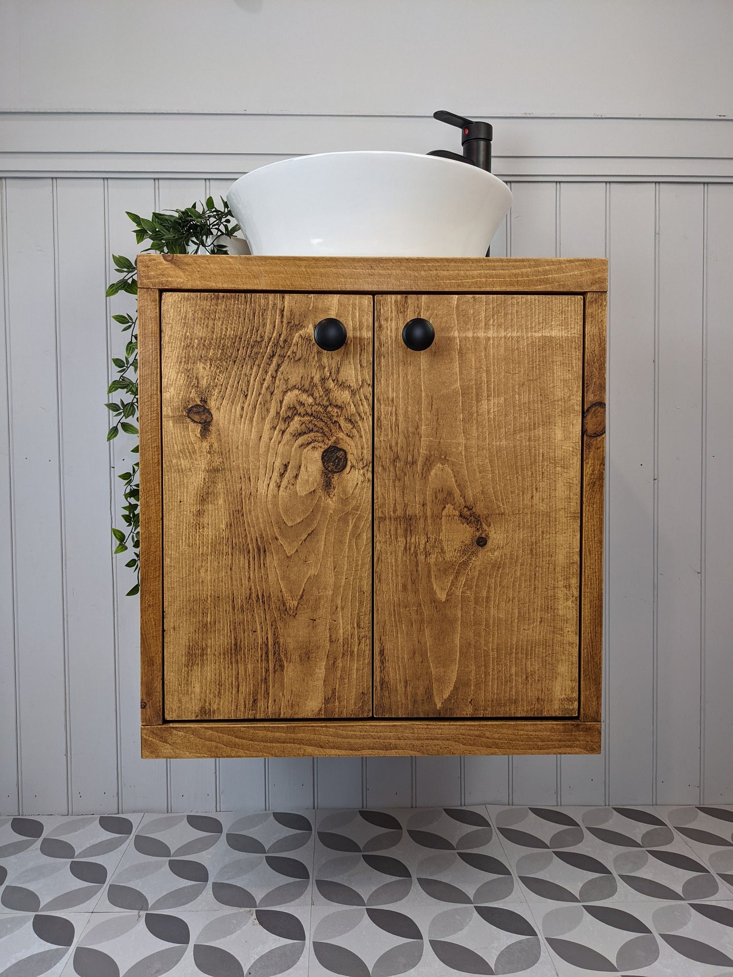 THE CALGARY  / A Handmade Solid Wood Wall Hung Bathroom Vanity Unit