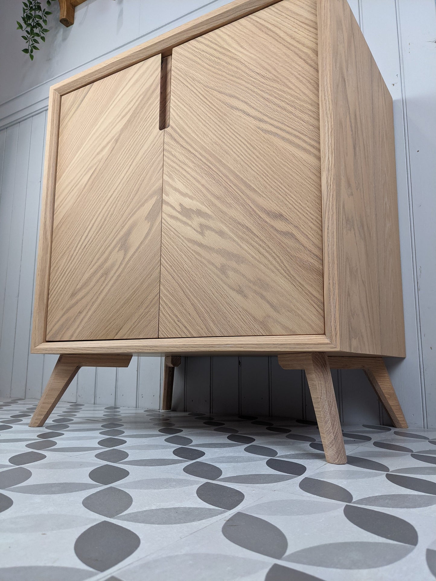 THE ABBOTSFORD/ A Handmade Solid Oak Bathroom Vanity Unit In The Mid Century Modern Style.