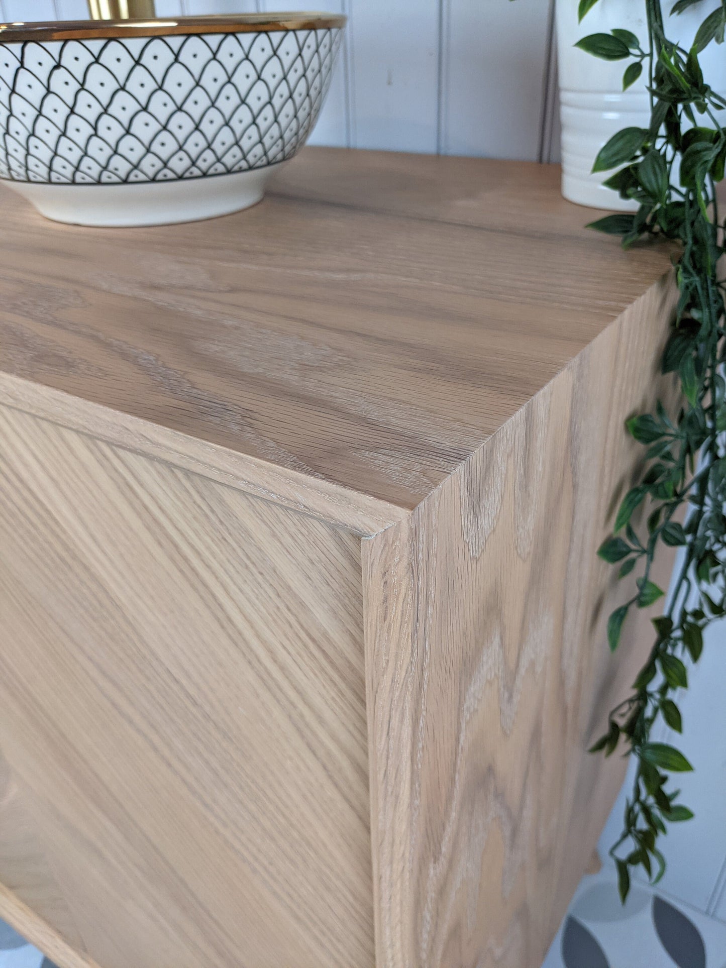 THE ABBOTSFORD/ A Handmade Solid Oak Bathroom Vanity Unit In The Mid Century Modern Style.