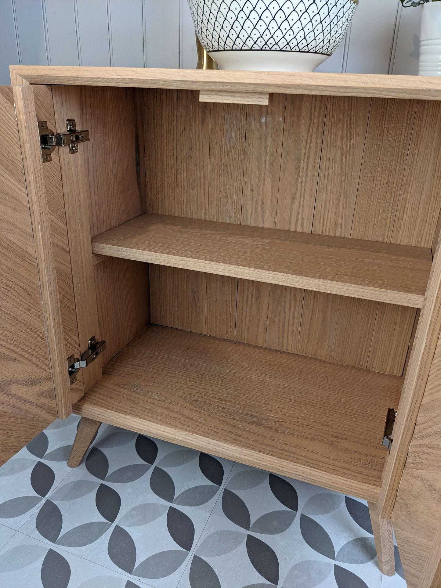 THE ABBOTSFORD/ A Handmade Solid Oak Bathroom Vanity Unit In The Mid Century Modern Style.