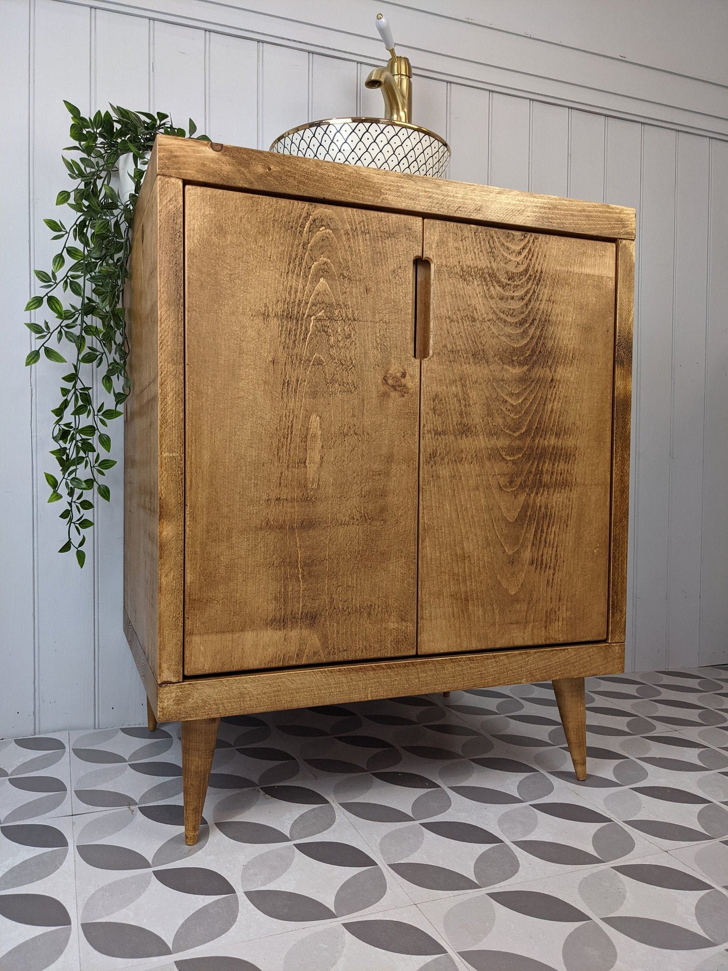 THE OTTAWA / A Handmade Solid Wood Bathroom Vanity Unit With Tapered Legs