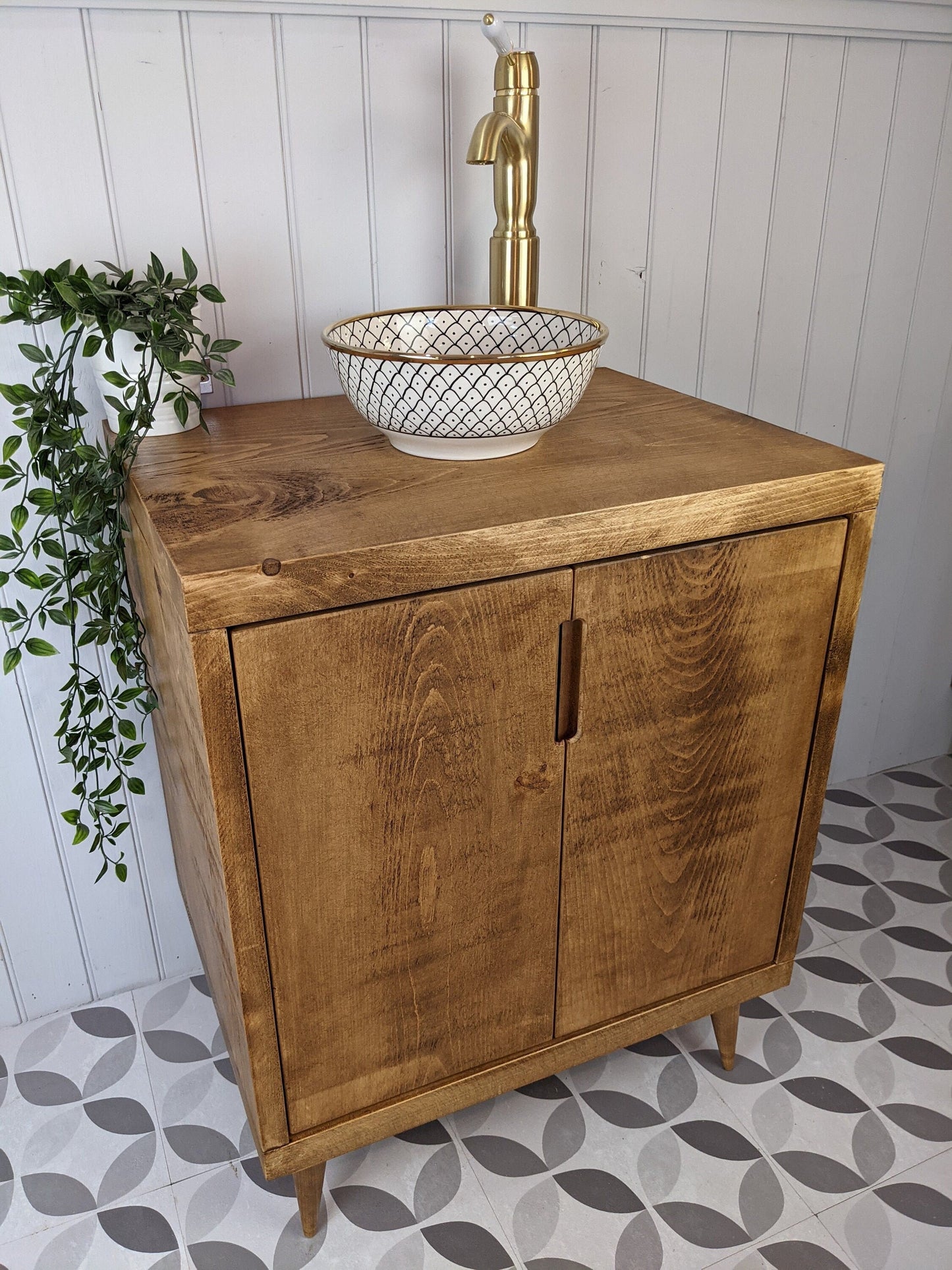 THE OTTAWA / A Handmade Solid Wood Bathroom Vanity Unit With Tapered Legs