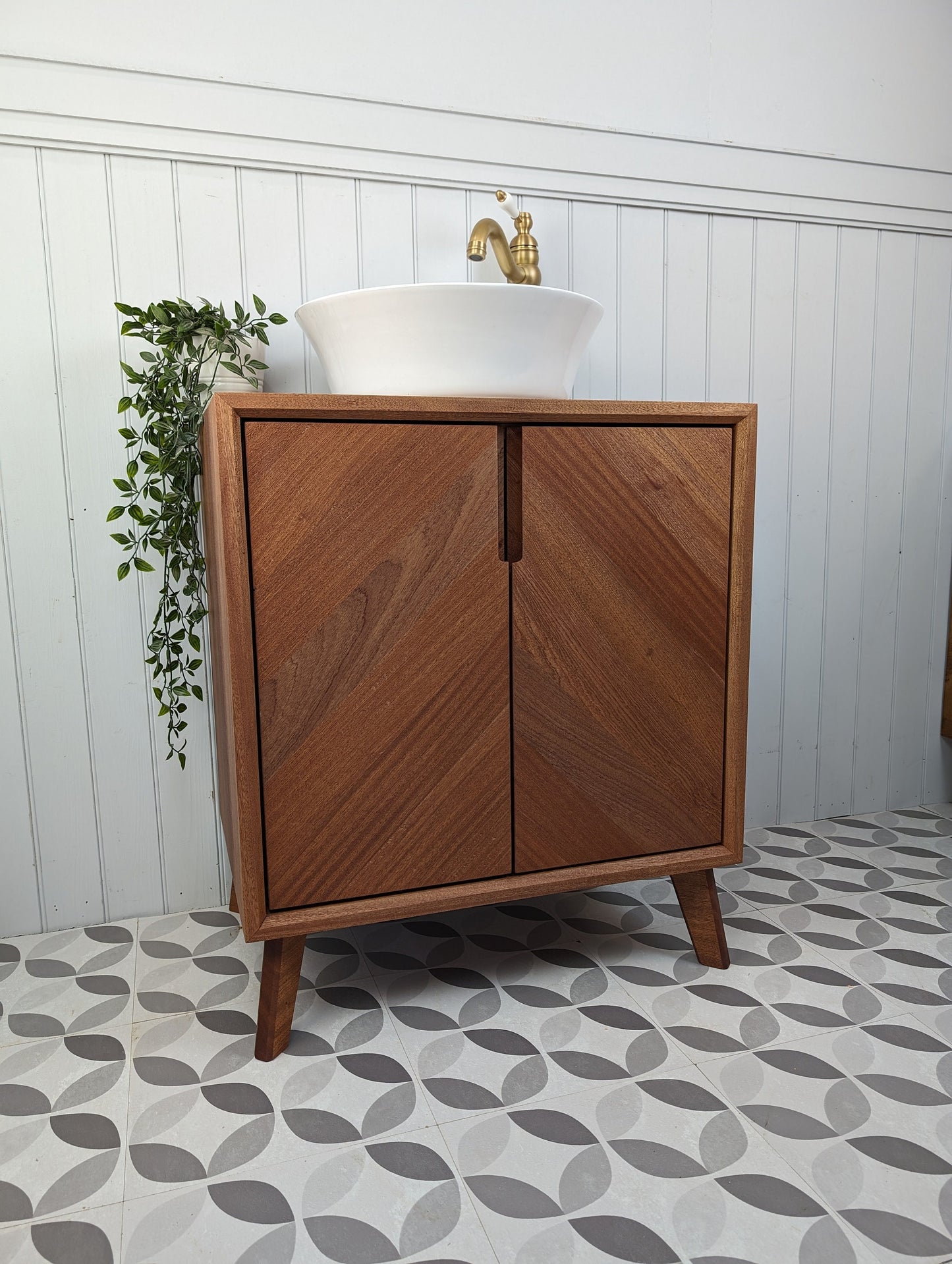 THE ABBOTSFORD  / A Handmade Solid Hardwood Bathroom Vanity Unit In The Mid Century Modern Style.