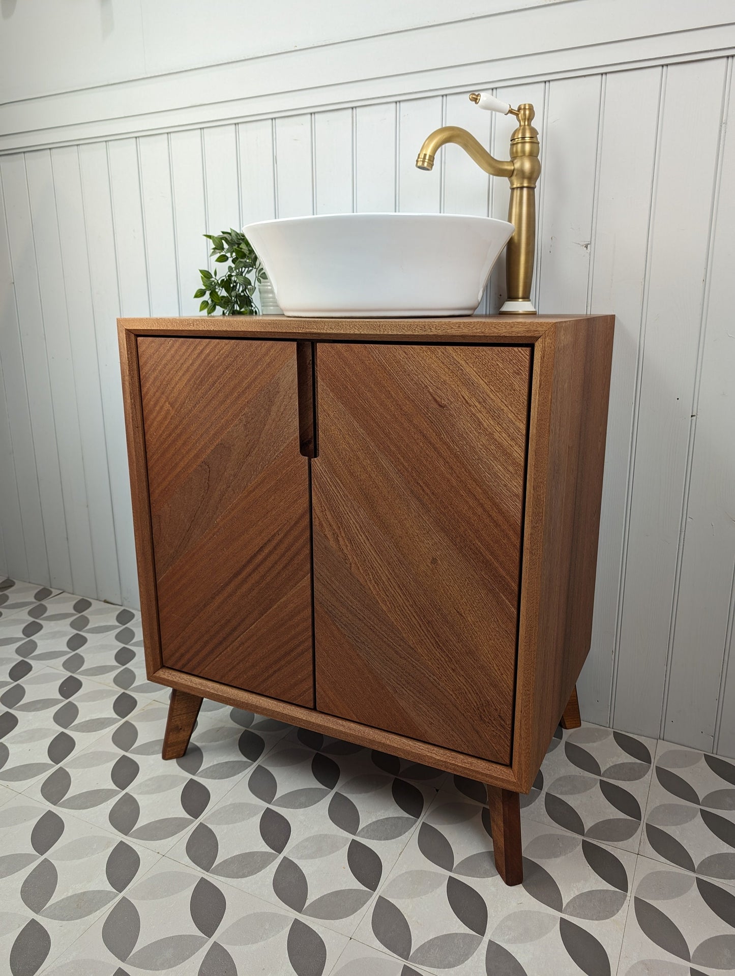 THE ABBOTSFORD  / A Handmade Solid Hardwood Bathroom Vanity Unit In The Mid Century Modern Style.