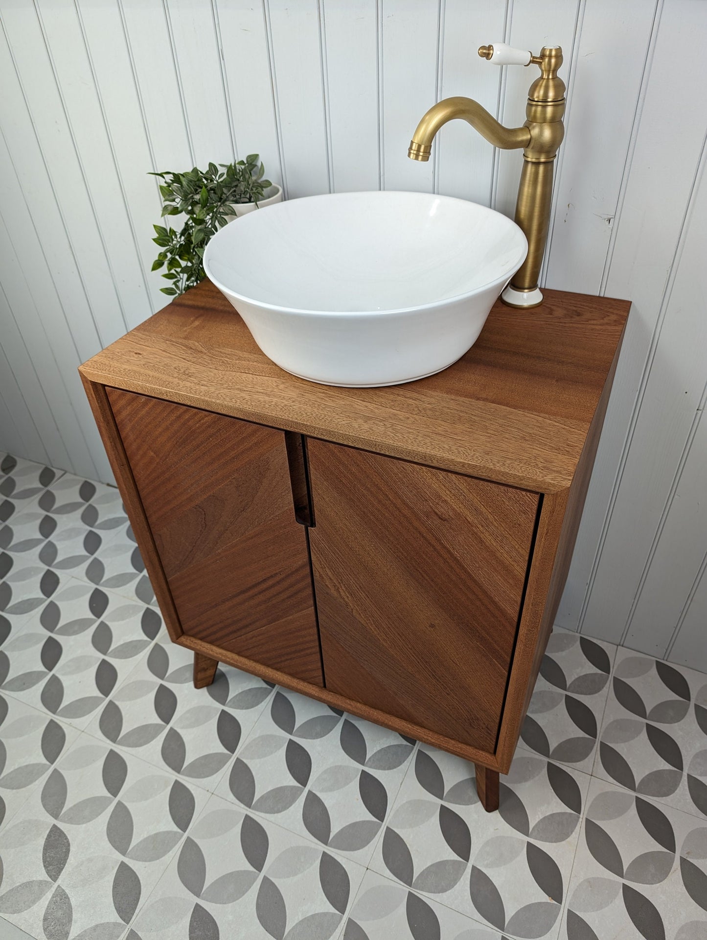 THE ABBOTSFORD  / A Handmade Solid Hardwood Bathroom Vanity Unit In The Mid Century Modern Style.