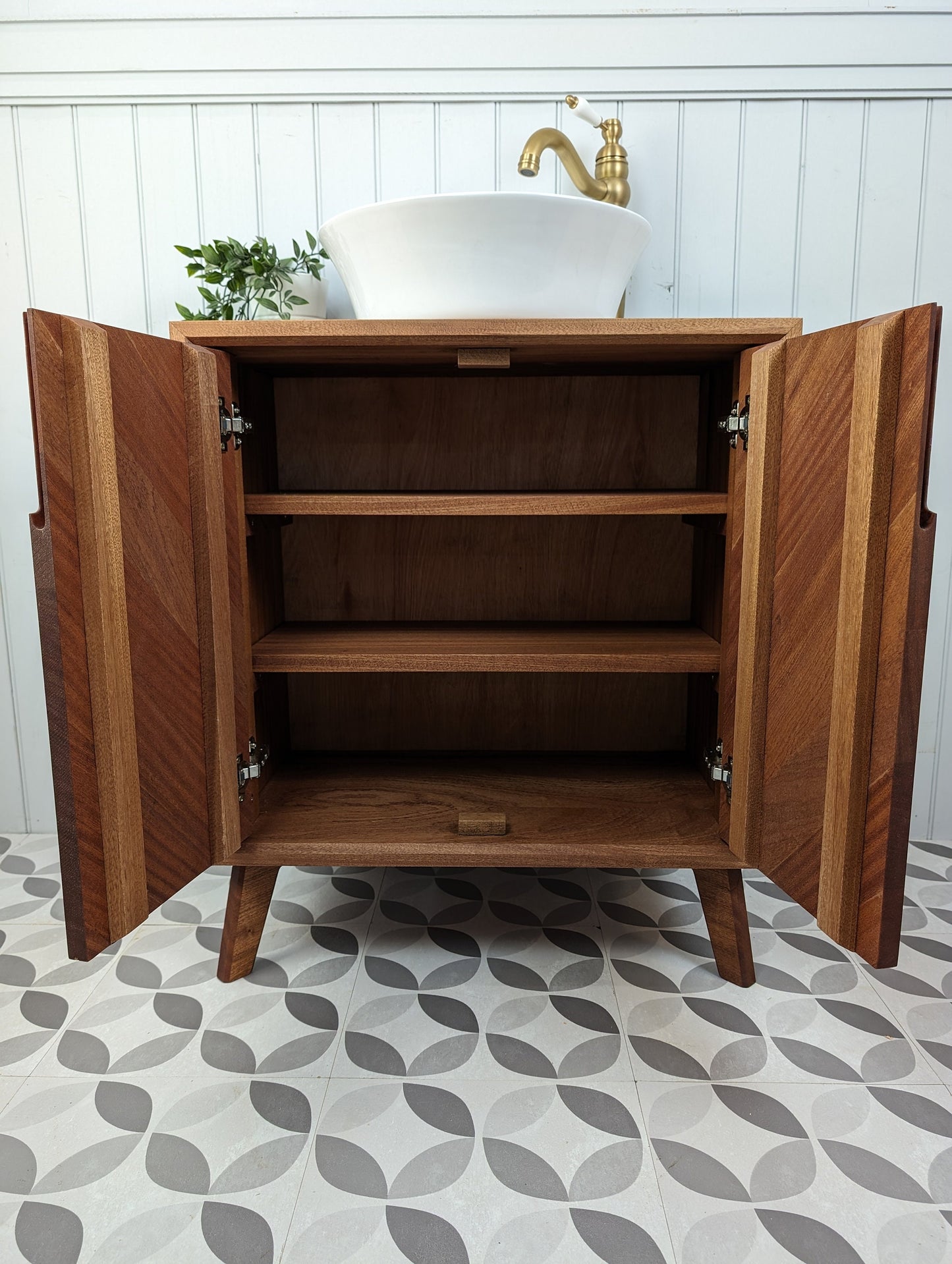 THE ABBOTSFORD  / A Handmade Solid Hardwood Bathroom Vanity Unit In The Mid Century Modern Style.