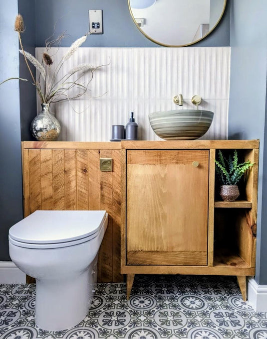 THE VANCOUVER / A Handmade Solid Wood Bathroom Combination Vanity Cistern Housing.