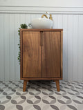 THE BRAMPTON / A Handmade Solid Sapele Wood Bathroom Vanity Unit With Tapered Legs