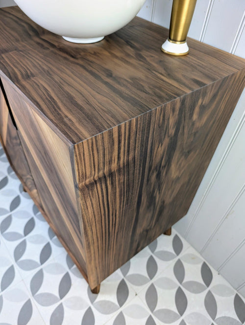 THE ABBOTSFORD  / A Handmade Solid Walnut Bathroom Vanity Unit In The Mid Century Modern Style.
