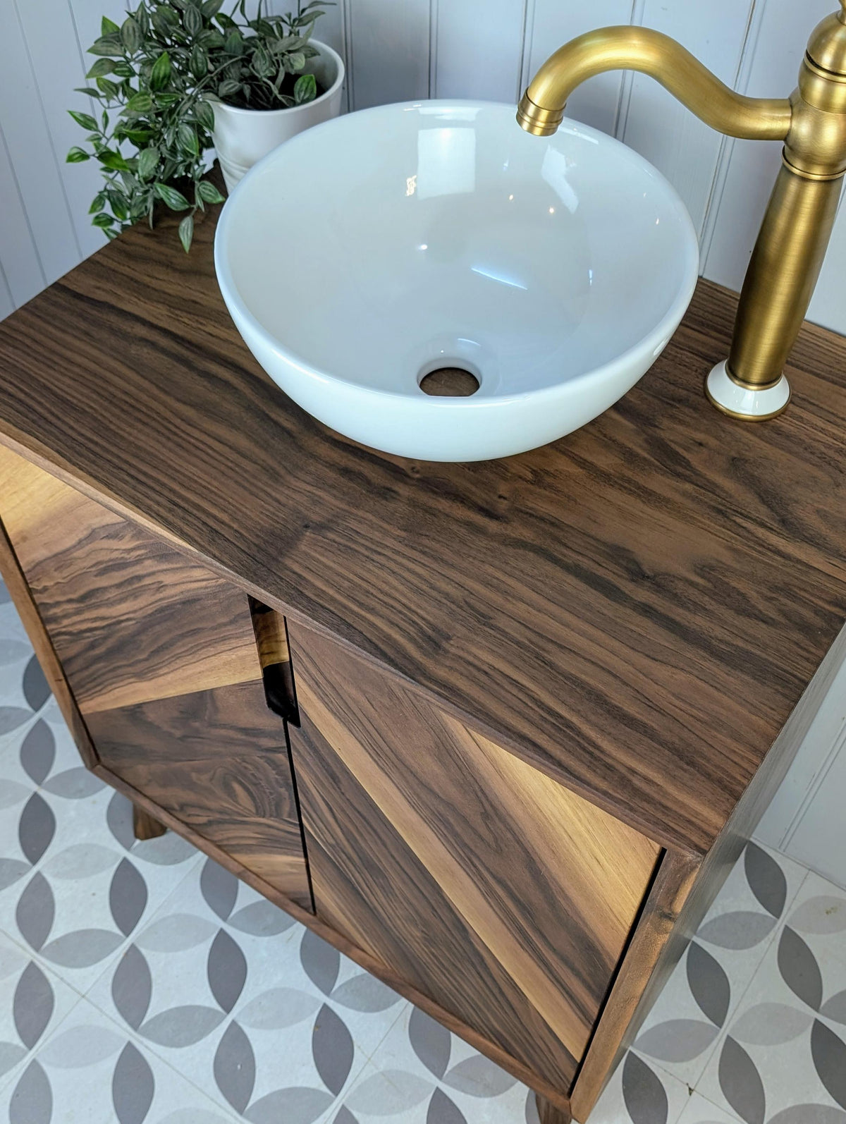 THE ABBOTSFORD  / A Handmade Solid Walnut Bathroom Vanity Unit In The Mid Century Modern Style.