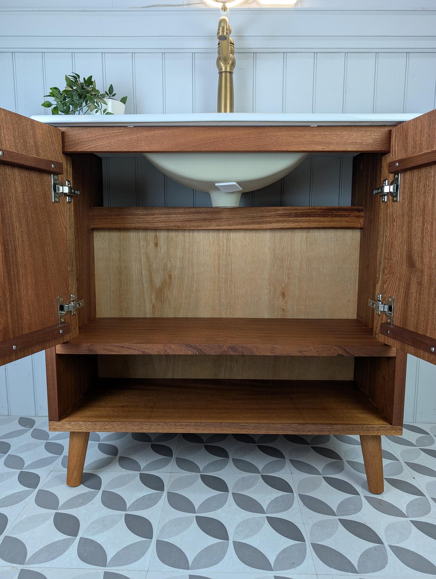 THE BURLINGTON / A Handmade Solid Hardwood Bathroom Vanity Unit with Inset Ceramic Basin