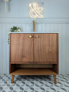 THE BURLINGTON / A Handmade Solid Hardwood Bathroom Vanity Unit with Inset Ceramic Basin