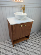 THE INGLEWOOD / A Handmade Solid Hardwood Bathroom Vanity Unit with Solid Quartz Countertop