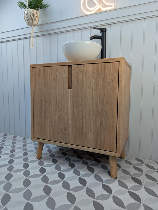 THE BRAMPTON / A Handmade Solid Oak Bathroom Vanity Unit With Tapered Legs