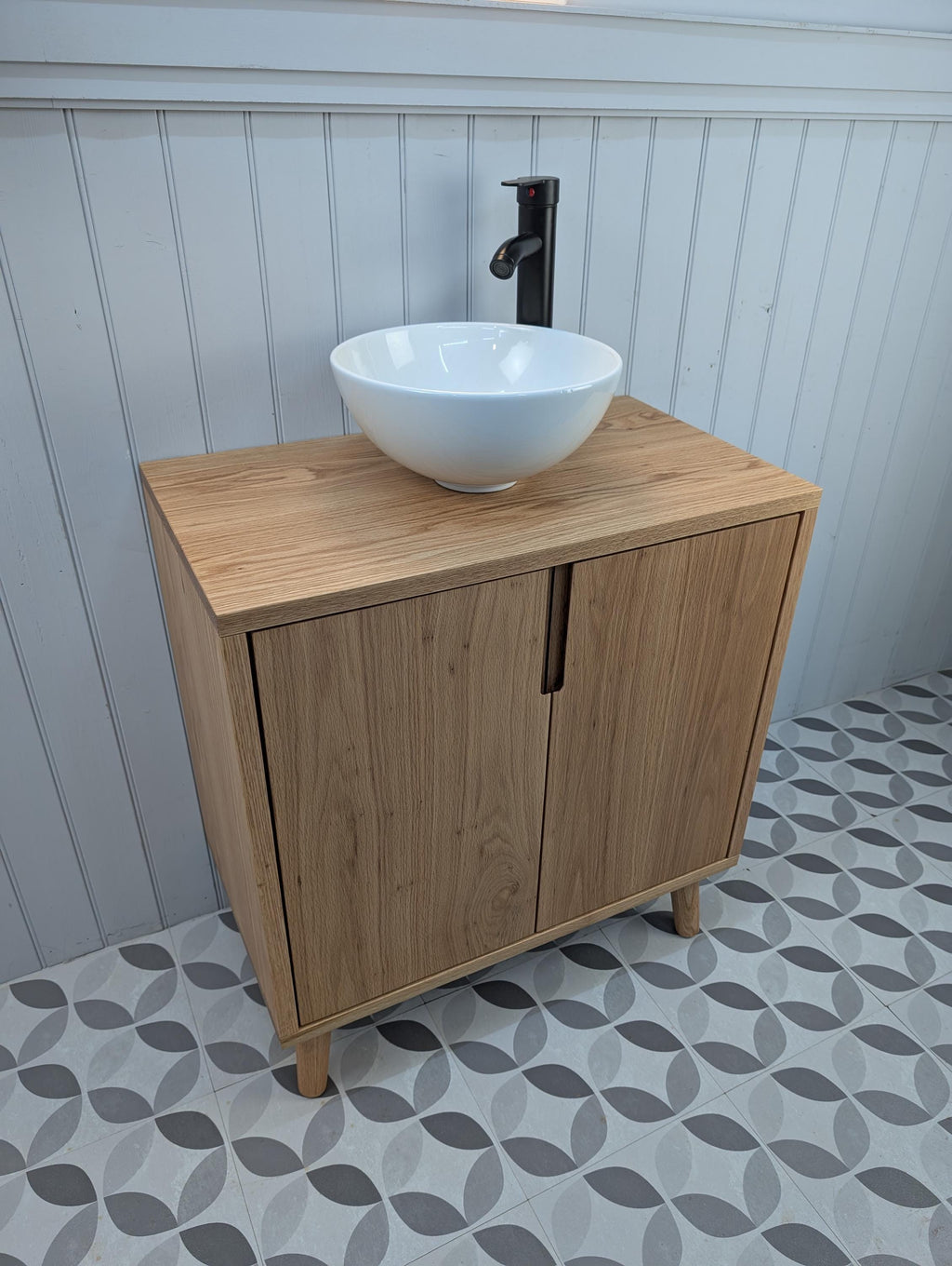 THE BRAMPTON / A Handmade Solid Oak Bathroom Vanity Unit With Tapered Legs