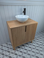 THE BRAMPTON / A Handmade Solid Oak Bathroom Vanity Unit With Tapered Legs
