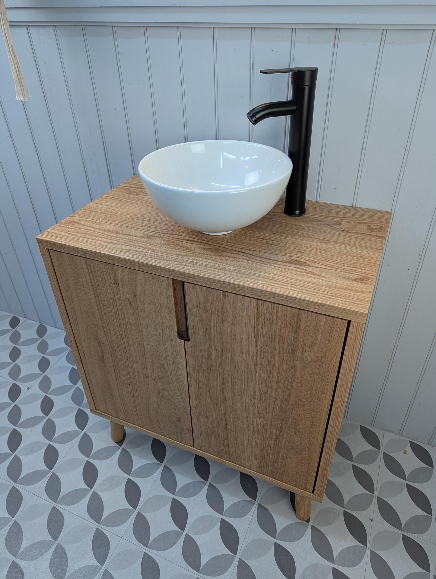 THE BRAMPTON / A Handmade Solid Oak Bathroom Vanity Unit With Tapered Legs